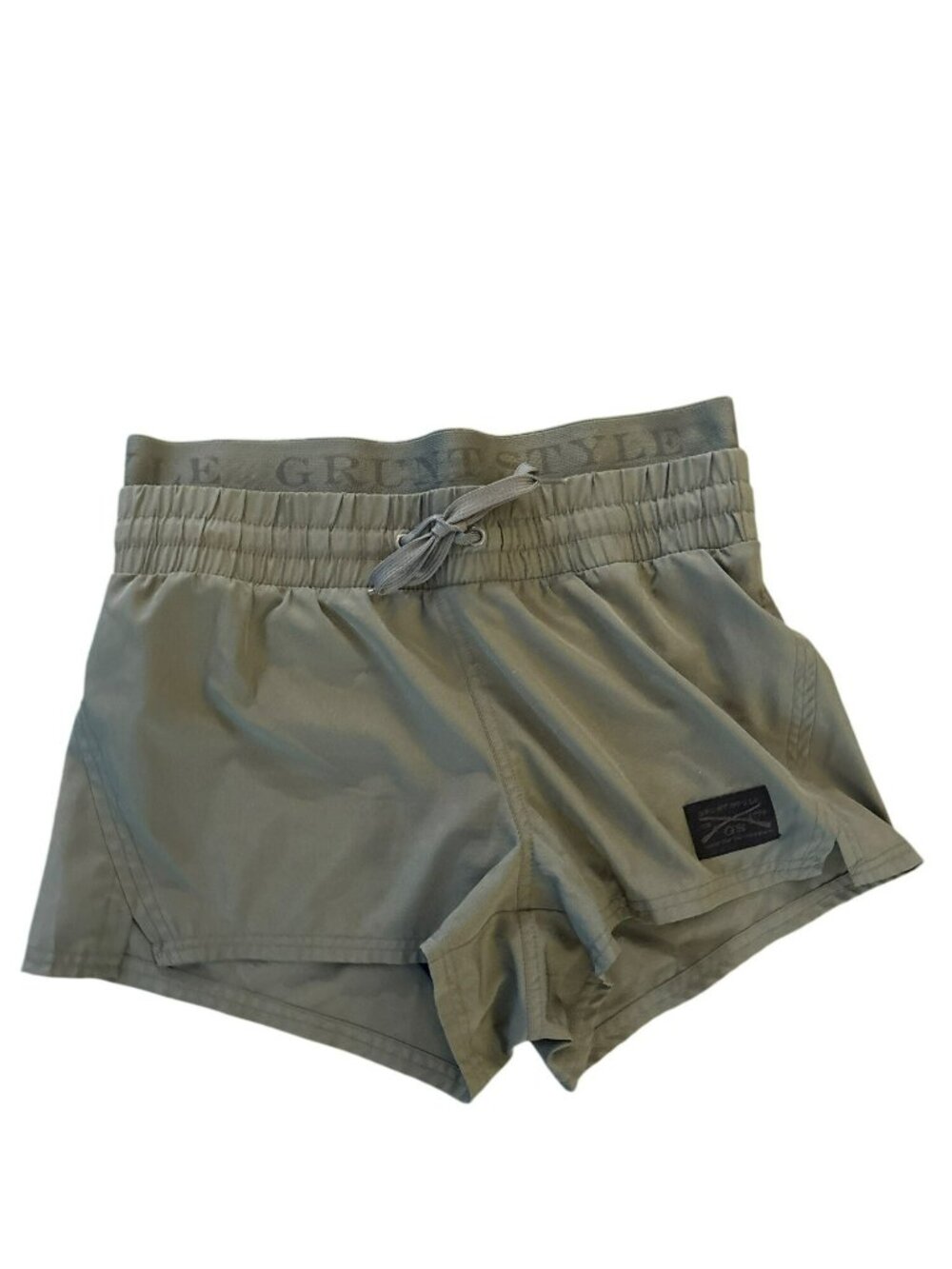 Grunt Style  Olive Green Elastic Waist W/ Zippered Pocket Athletic Shorts Large